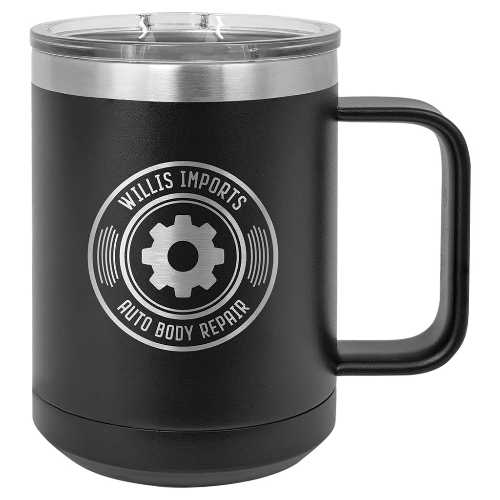 Stainless Steel Mug with Lid - Black - Drinkware