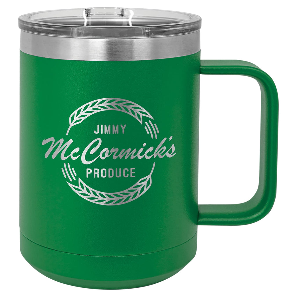 Stainless Steel Mug with Lid - Green - Drinkware