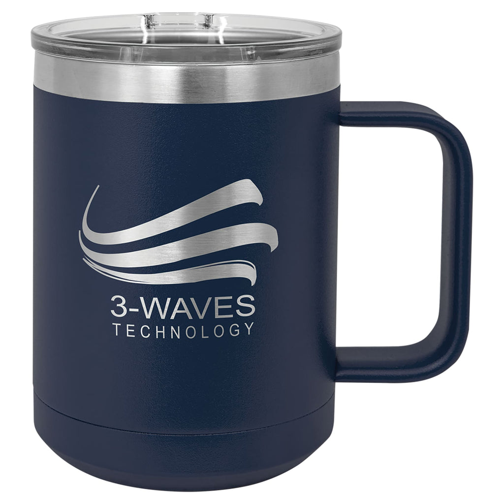 Stainless Steel Mug with Lid - Navy Blue - Drinkware