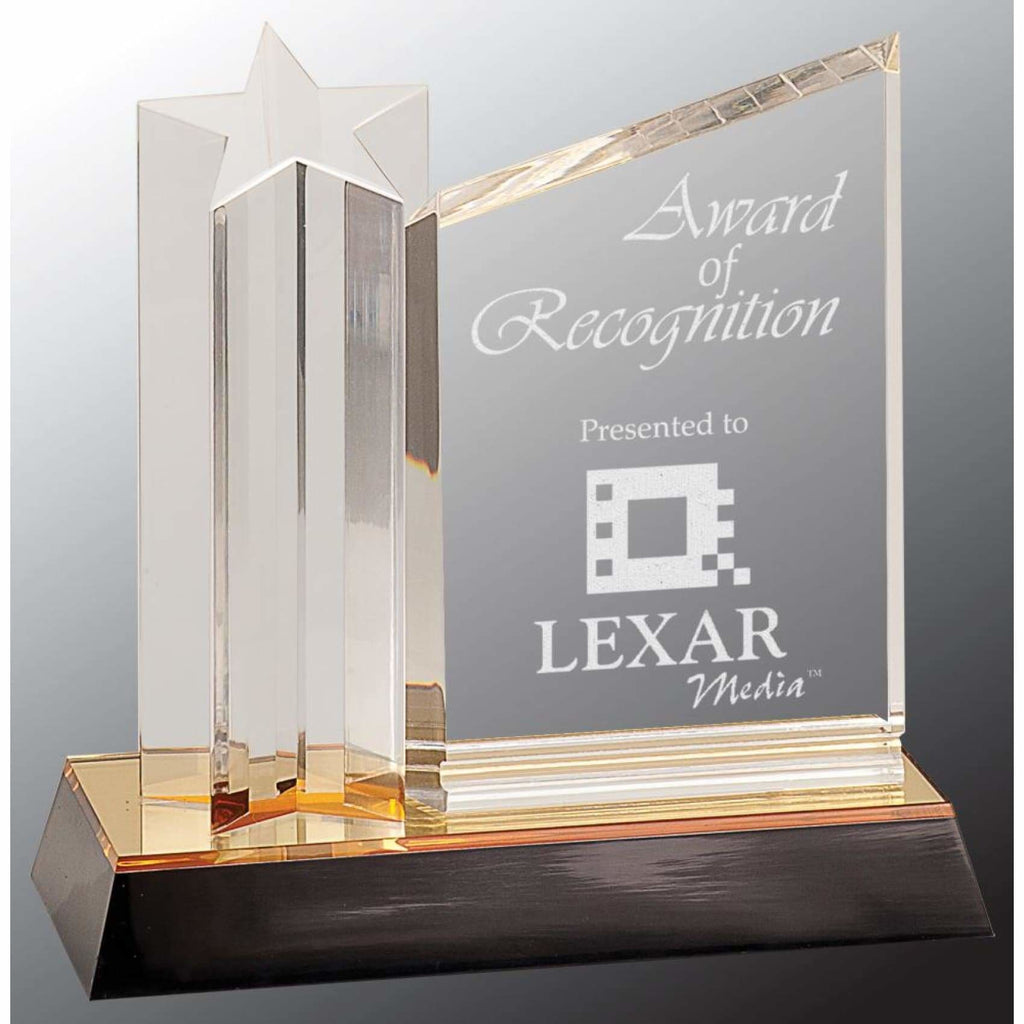 Star Column Acrylic Award - 7 column with plaque - Acrylic Awards
