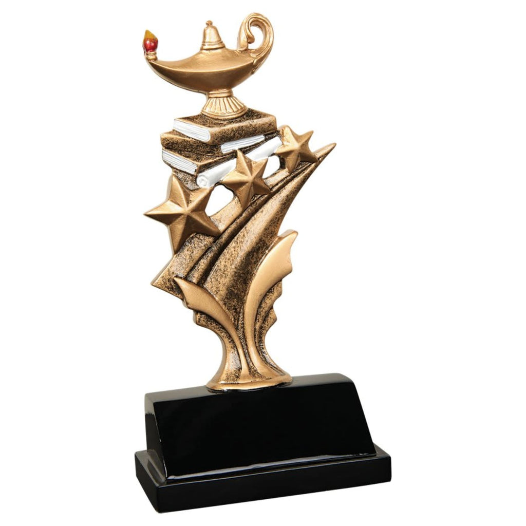 Tri Star Resin Trophy - Lamp of Knowledge - Resin Trophies