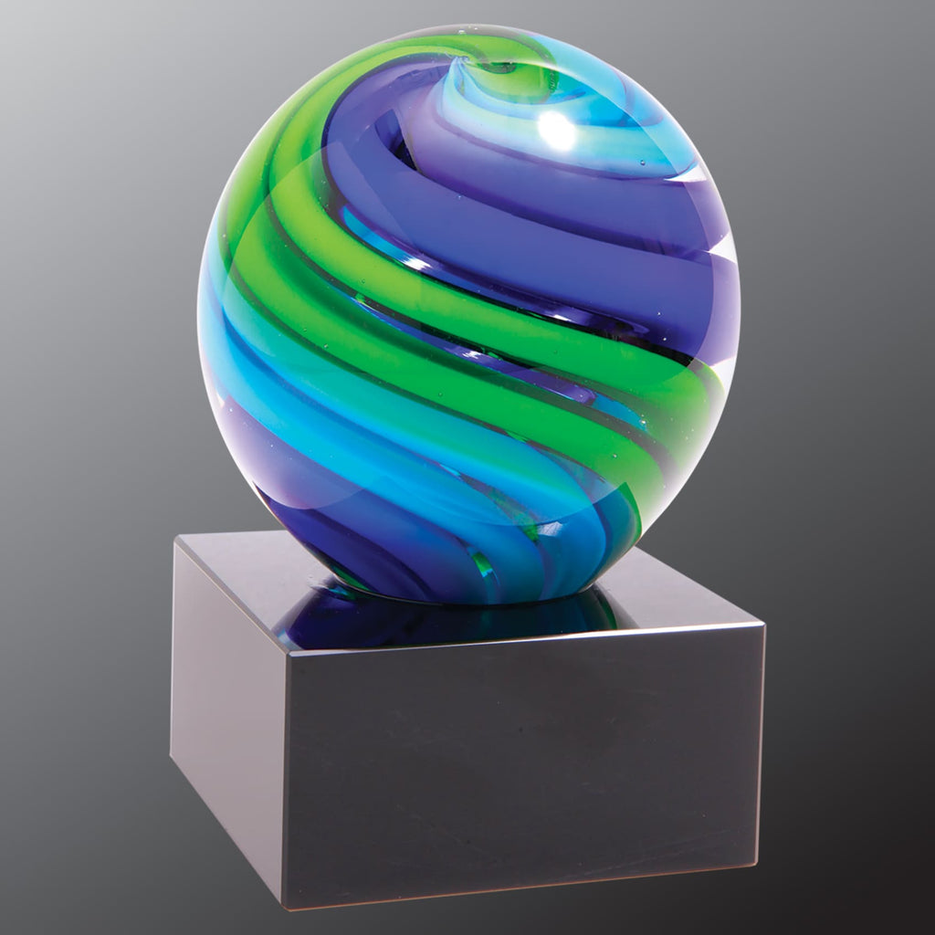 Two-Tone Blue & Green Sphere - Art Glass