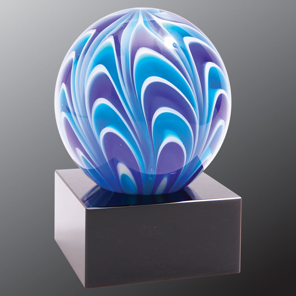 Two-Tone Blue & White Sphere - Art Glass