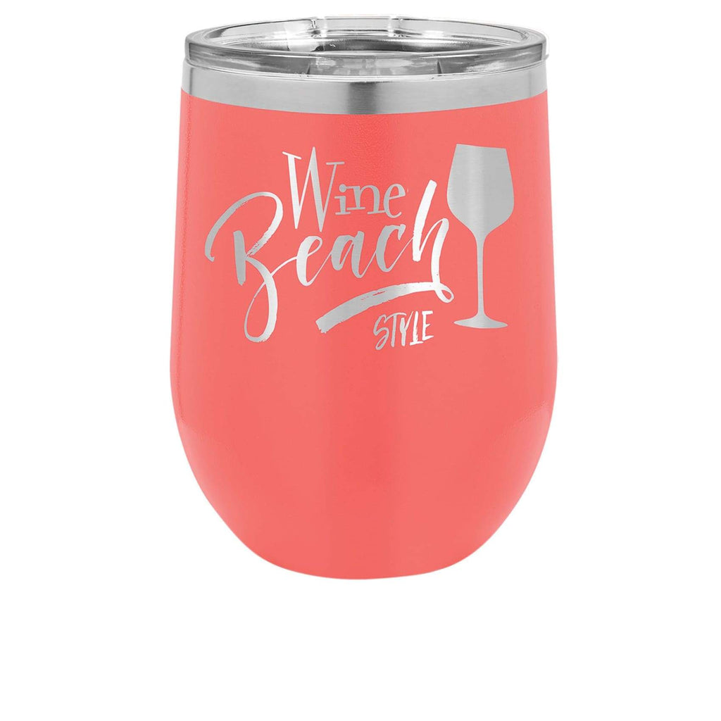 Vaccuum Insulated Stemless Wine Glass - Matte Coral - Drinkware
