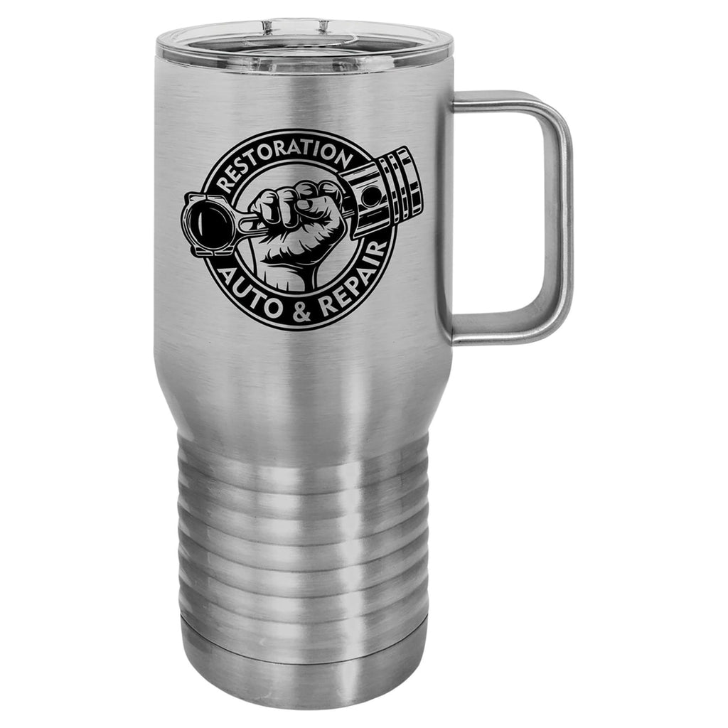 Vacuum Insulated Travel Mug with Slider Lid - Silver - Drinkware