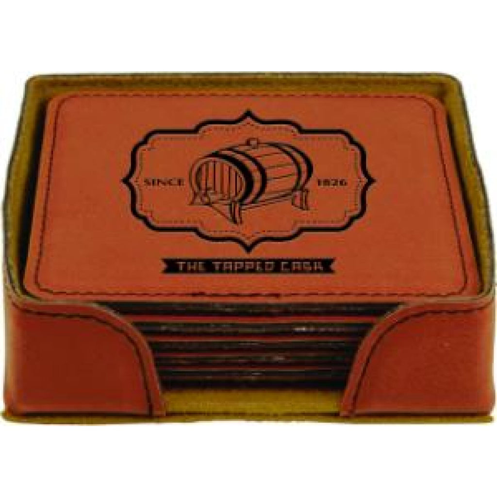 Vegan Leather Coaster Set - Home Gifts