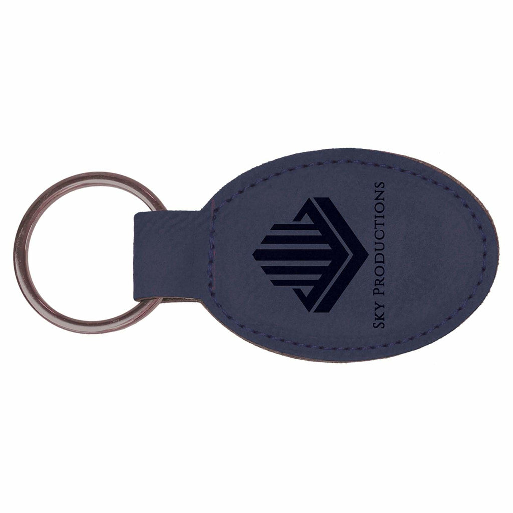Vegan Leather Keychain - Dark Blue / Oval - Office Gifts