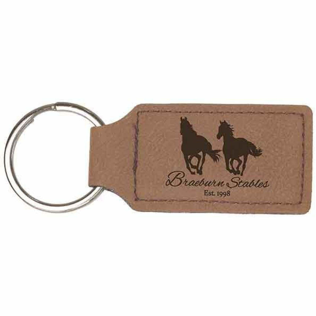 Vegan Leather Keychain - Dark Brown / Rectangle - Office Gifts