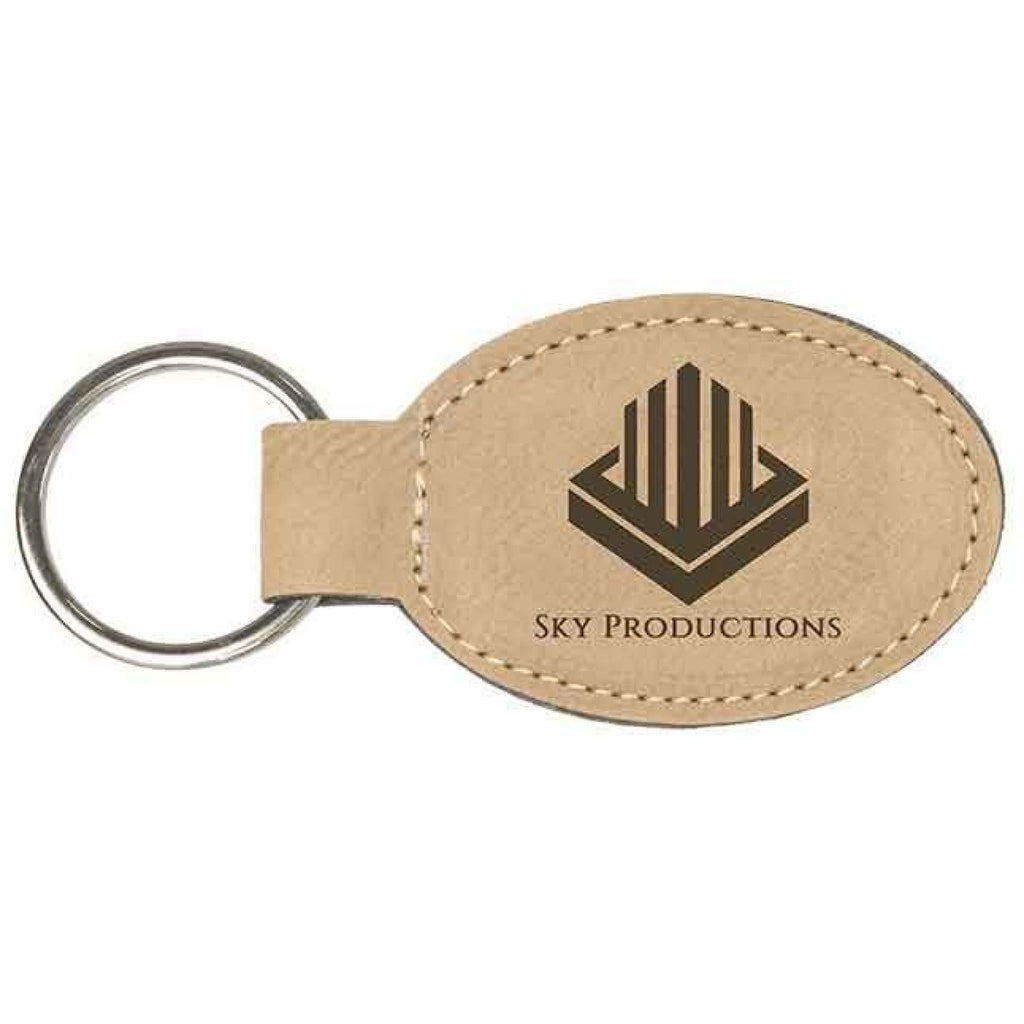 Vegan Leather Keychain - Light Brown / Oval - Office Gifts