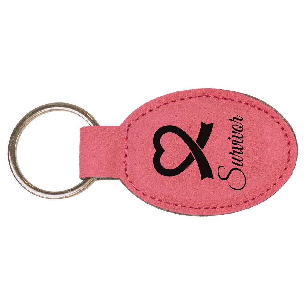Vegan Leather Keychain - Pink / Oval - Office Gifts