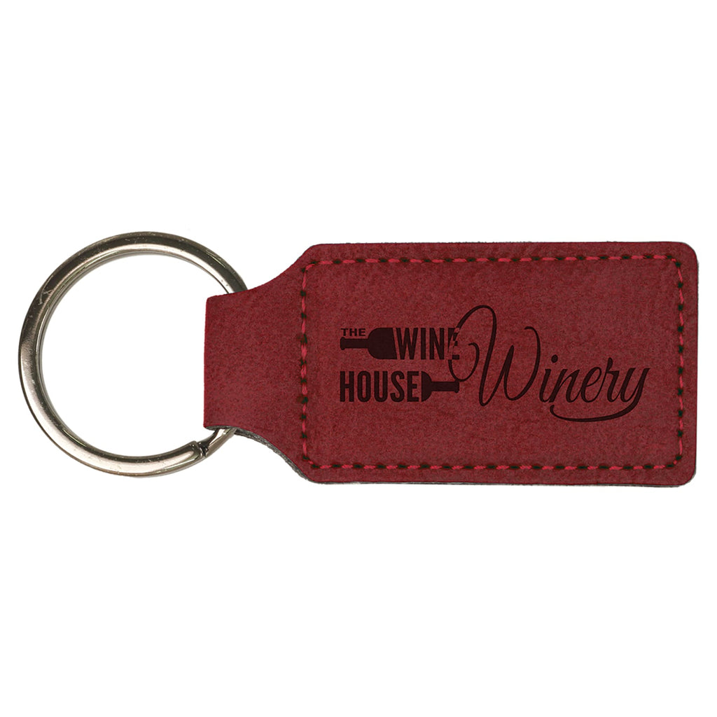 Vegan Leather Keychain - Rose / Rectangle - Office Gifts