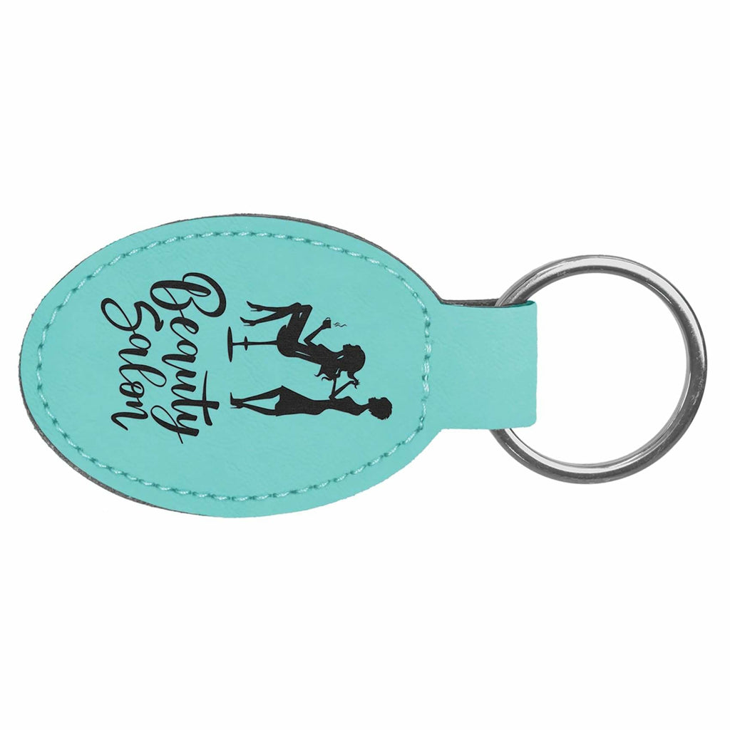 Vegan Leather Keychain - Teal / Oval - Office Gifts