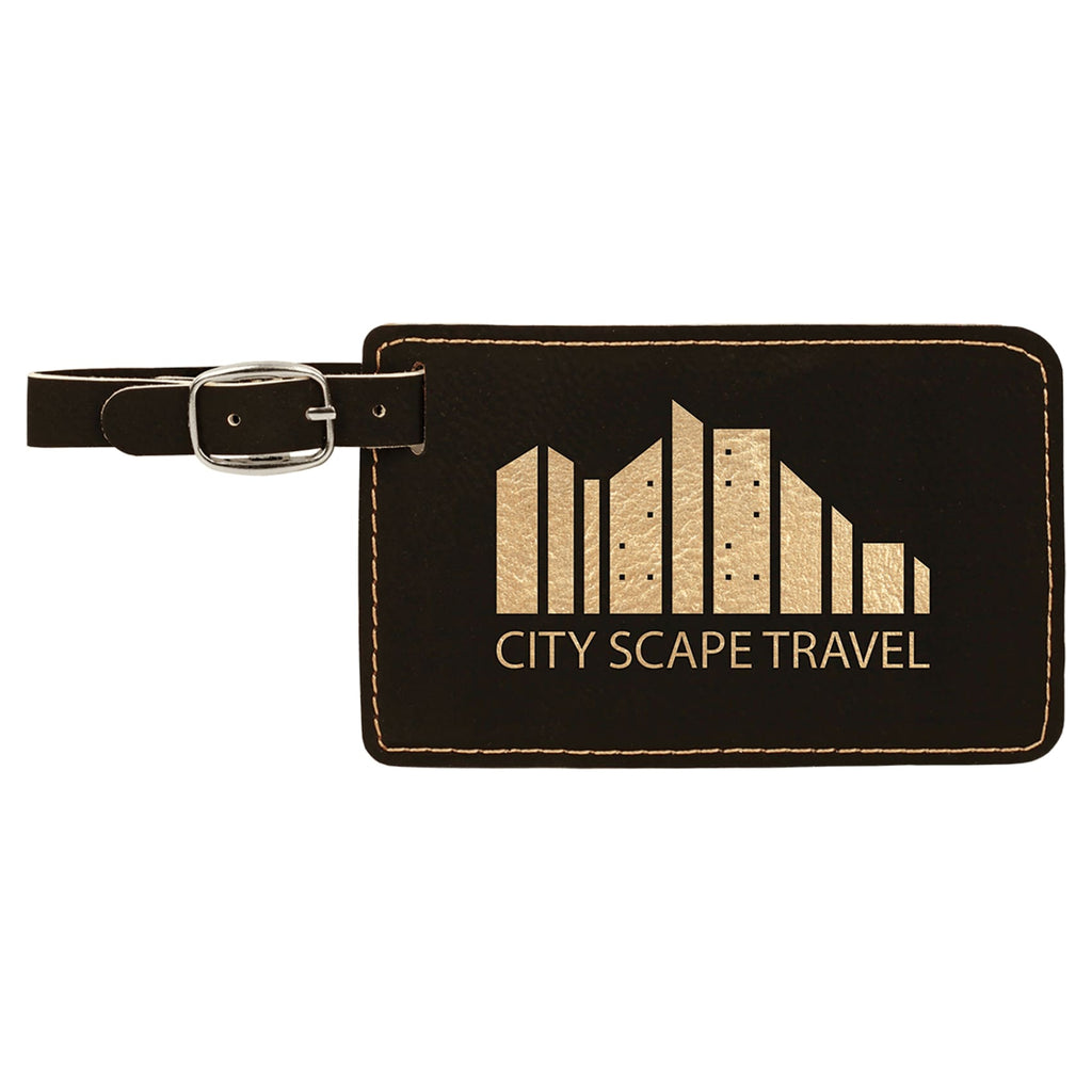 Vegan Leather Luggage Tag - Black | Gold - Bags