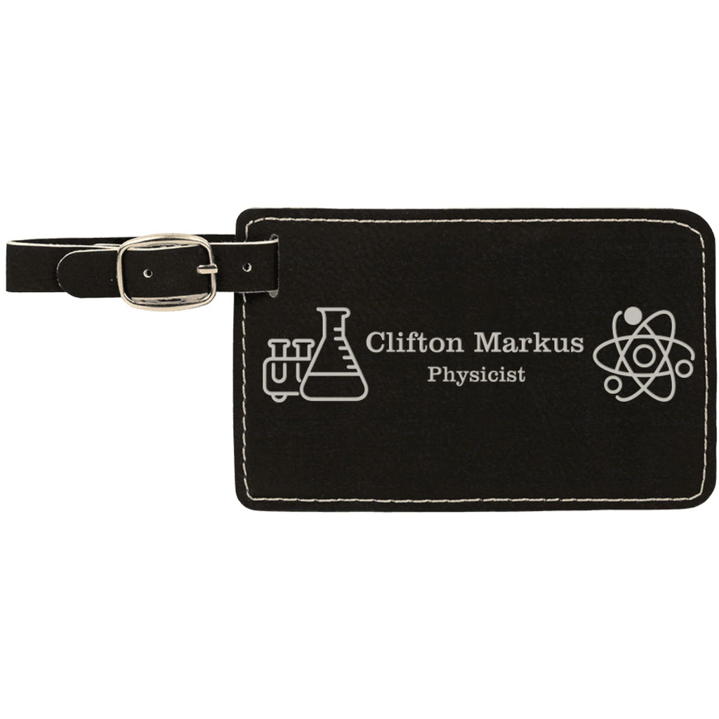 Vegan Leather Luggage Tag - Black | Silver - Bags