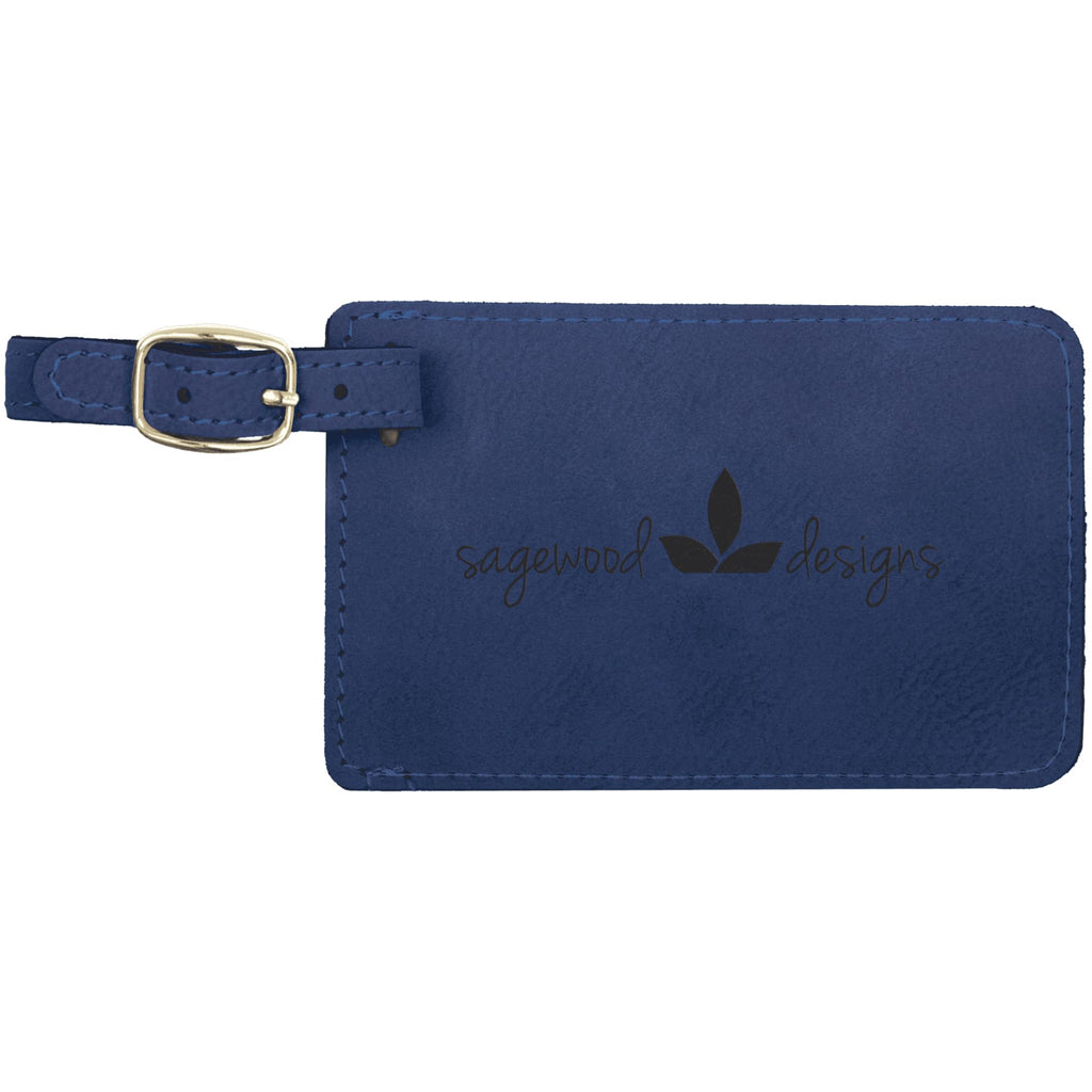 Vegan Leather Luggage Tag - Blue | Black - Bags
