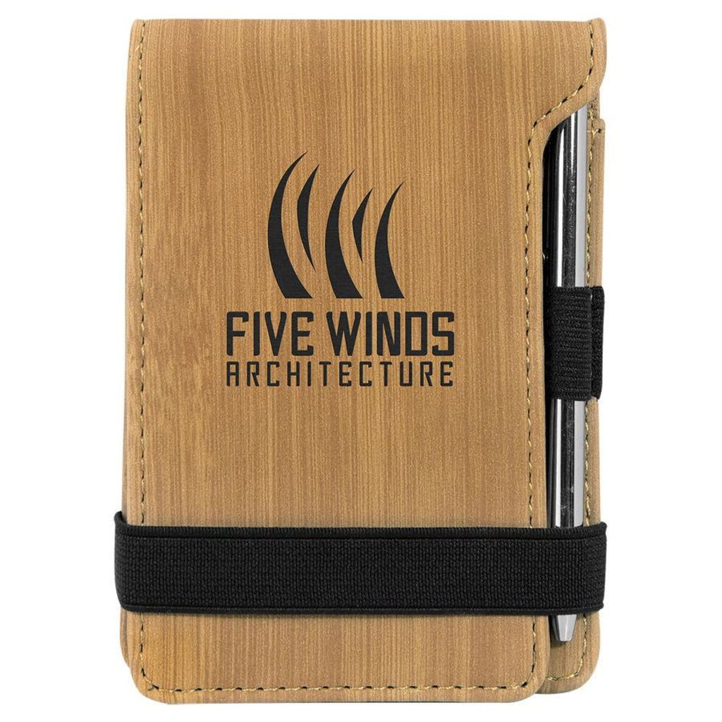 Vegan Leather Mini Notepad with Pen - Bamboo - Office Gifts