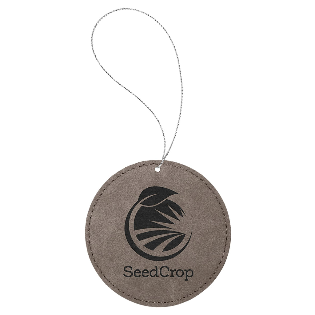 Vegan Leather Ornament - Multiple Shapes - Round / Gray - Home Gifts