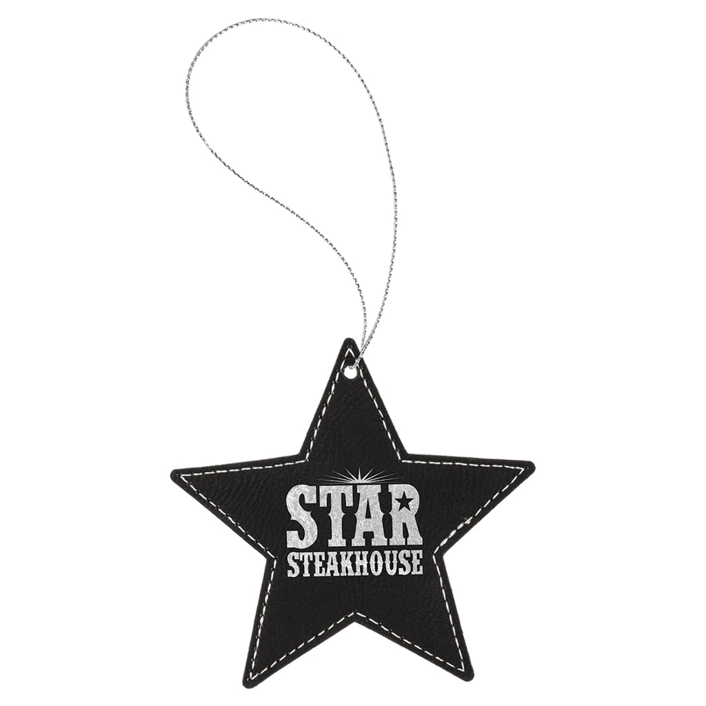 Vegan Leather Ornament - Multiple Shapes - Star / Black | Silver - Home Gifts