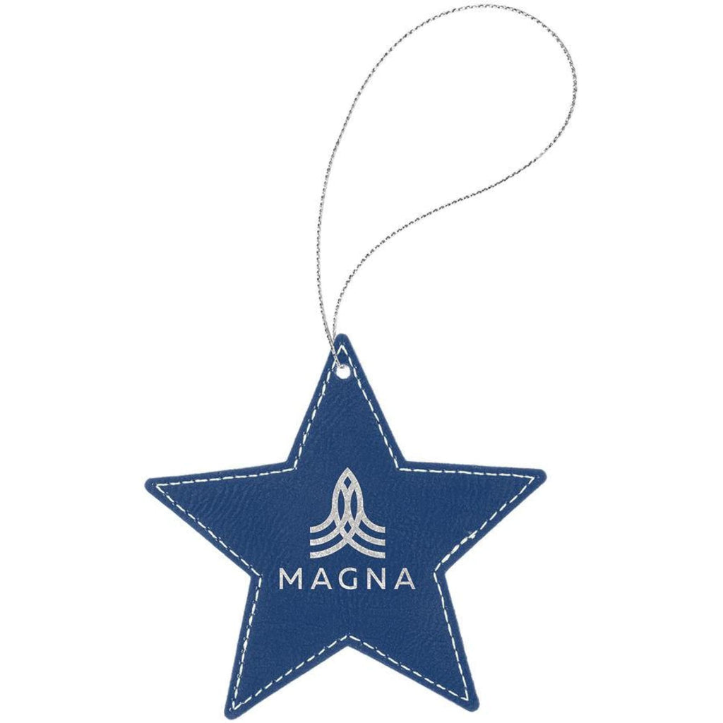 Vegan Leather Ornament - Multiple Shapes - Star / Blue | Silver - Home Gifts