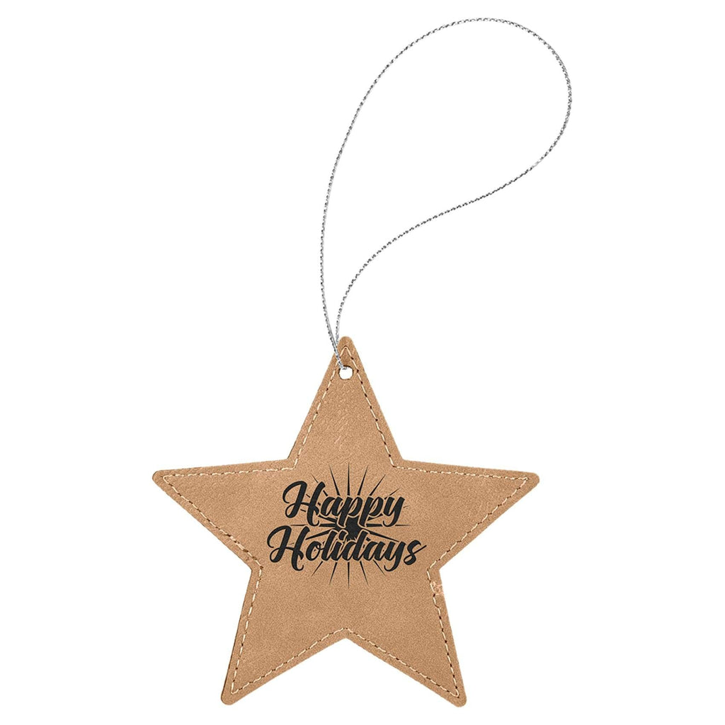 Vegan Leather Ornament - Multiple Shapes - Star / Light Brown - Home Gifts