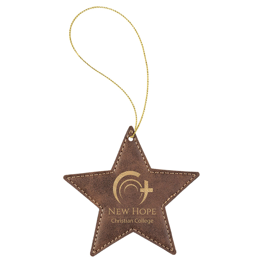 Vegan Leather Ornament - Multiple Shapes - Star / Rustic | Gold - Home Gifts