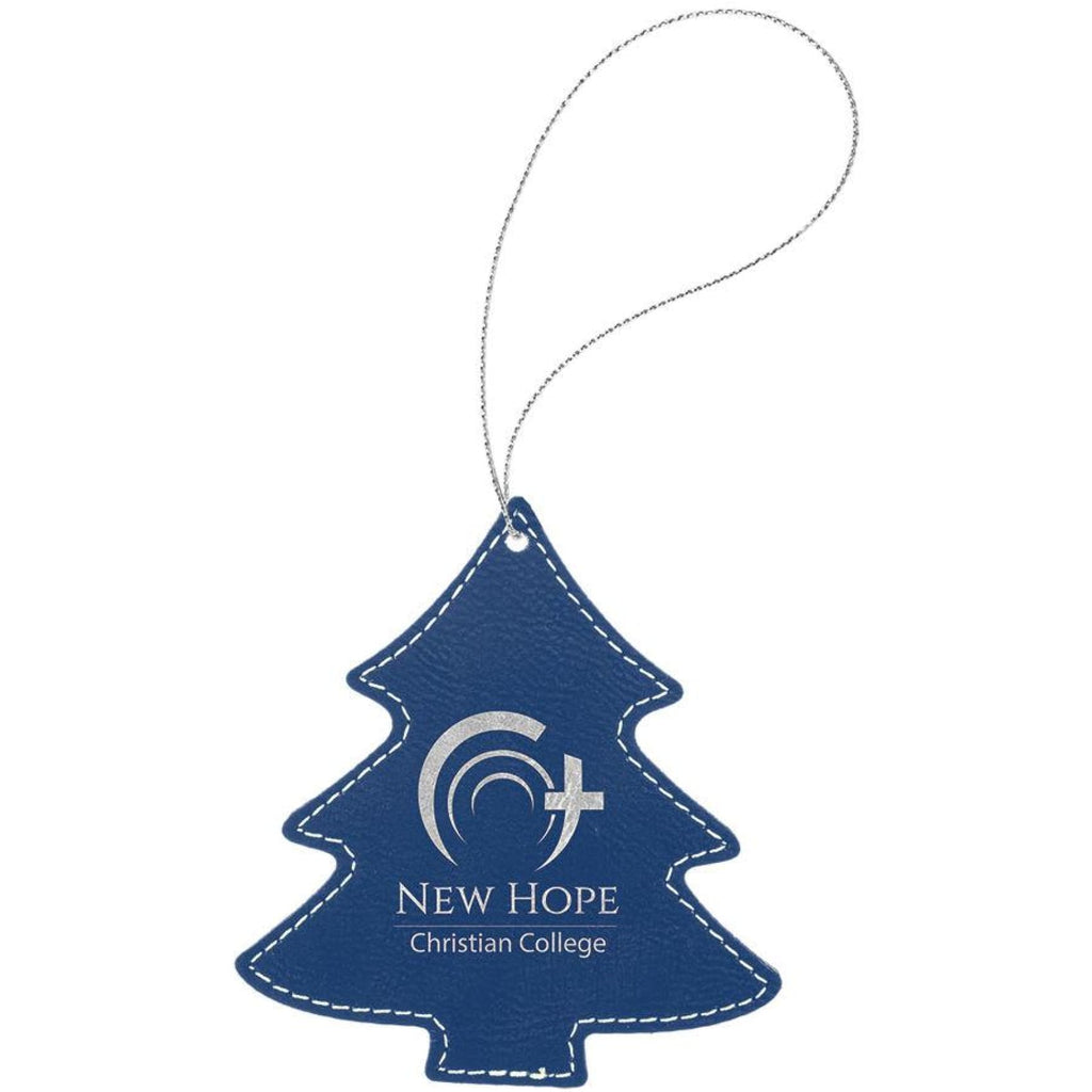 Vegan Leather Ornament - Multiple Shapes - Tree / Blue | Silver - Home Gifts