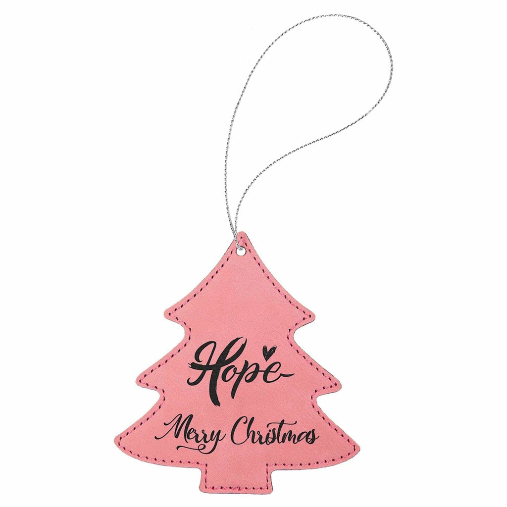 Vegan Leather Ornament - Multiple Shapes - Tree / Pink - Home Gifts