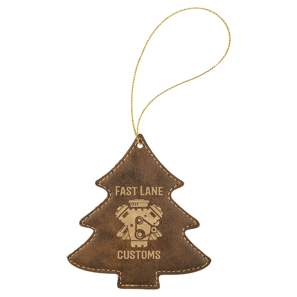 Vegan Leather Ornament - Multiple Shapes - Tree / Rustic | Gold - Home Gifts