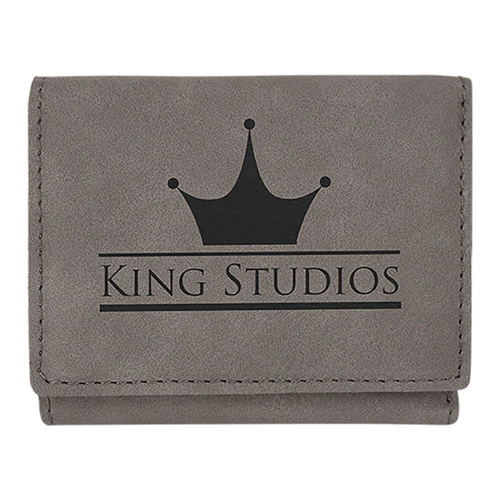 Vegan Leather Trifold Wallet - Gray - Bags & Apparel