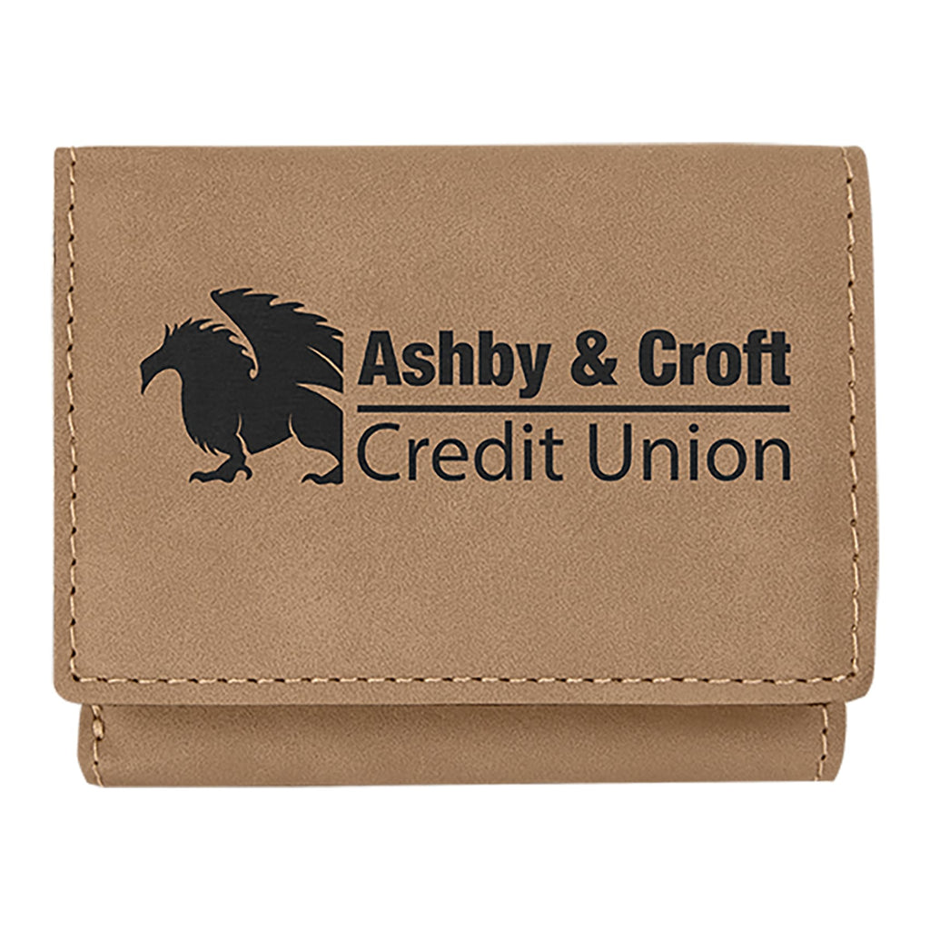 Vegan Leather Trifold Wallet - Light Brown - Bags & Apparel