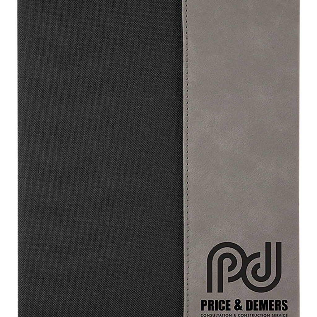 Vegan Leather Two-Tone Portfolio - Black | Silver - Office Gifts